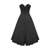 Katherine Black Off-Shoulder Corset Midi Dress