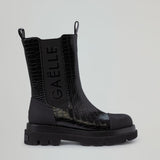 Beatles-Boots mit Krokoprägung-Einsätzen und Logodruck