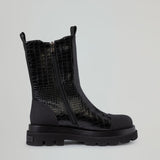 Beatles-Boots mit Krokoprägung-Einsätzen und Logodruck