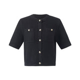 Openwork Round Neck Knitted Women Cardigan GOELIA