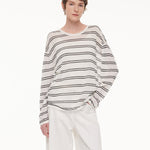 Lyocell Mulberry Silk Blend Stripe Women Knit Top GOELIA