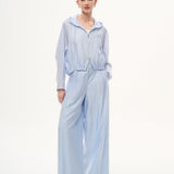 Tencel Acetate Linen Blend Women Zip-Up Hooded Cropped Jacket GOELIA