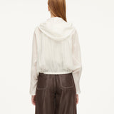 Tencel Acetate Linen Blend Women Zip-Up Hooded Cropped Jacket GOELIA