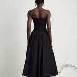 Katherine Black Off-Shoulder Corset Midi Dress