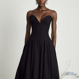 Katherine Black Off-Shoulder Corset Midi Dress