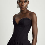 Katherine Black Off-Shoulder Corset Midi Dress