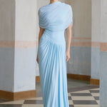 Asymmetrical Pleated Maxi Dress