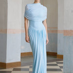 Asymmetrical Pleated Maxi Dress