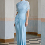 Asymmetrical Pleated Maxi Dress
