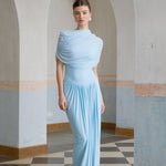Asymmetrical Pleated Maxi Dress