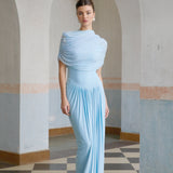 Asymmetrical Pleated Maxi Dress