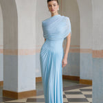 Asymmetrical Pleated Maxi Dress