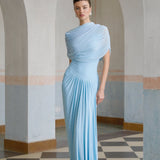 Asymmetrical Pleated Maxi Dress