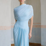 Asymmetrical Pleated Maxi Dress