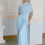 Asymmetrical Pleated Maxi Dress