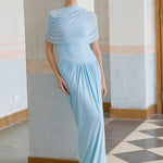 Asymmetrical Pleated Maxi Dress