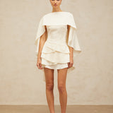 Ruffled Satin Mini Dress