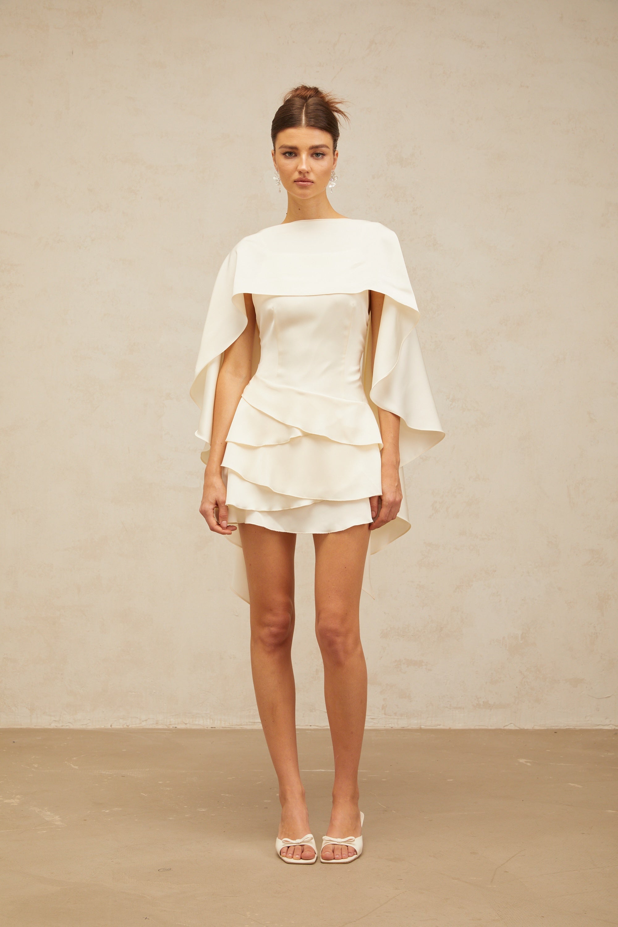 Ruffled Satin Mini Dress