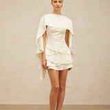 Ruffled Satin Mini Dress