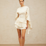 Ruffled Satin Mini Dress