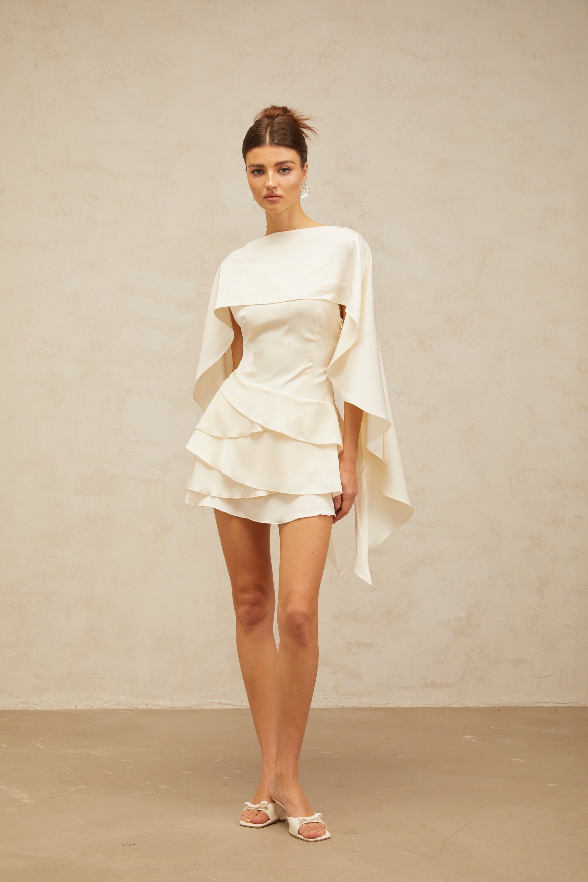 Ruffled Satin Mini Dress