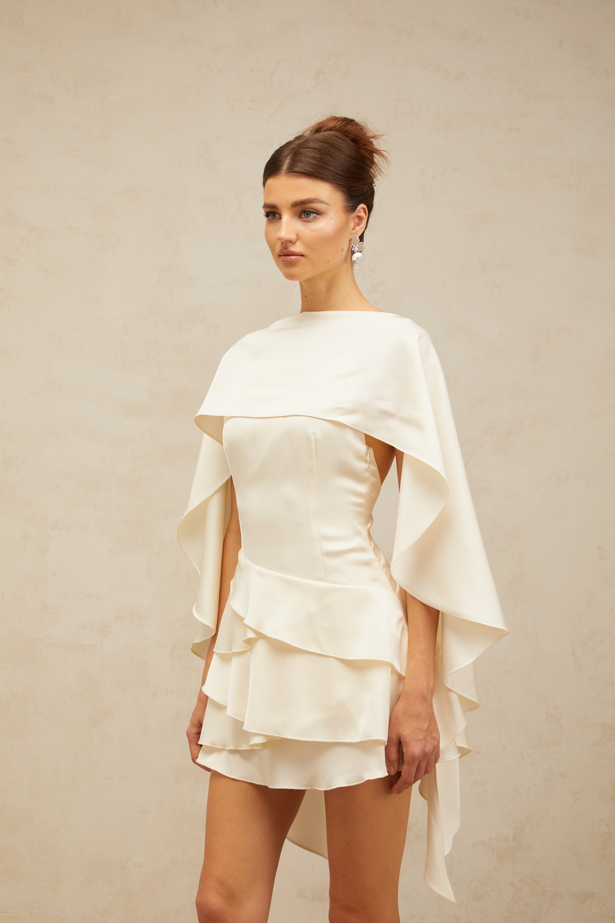 Ruffled Satin Mini Dress