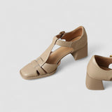 Scarlett – Orthopädische T-Strap Blockabsatzsandalen
