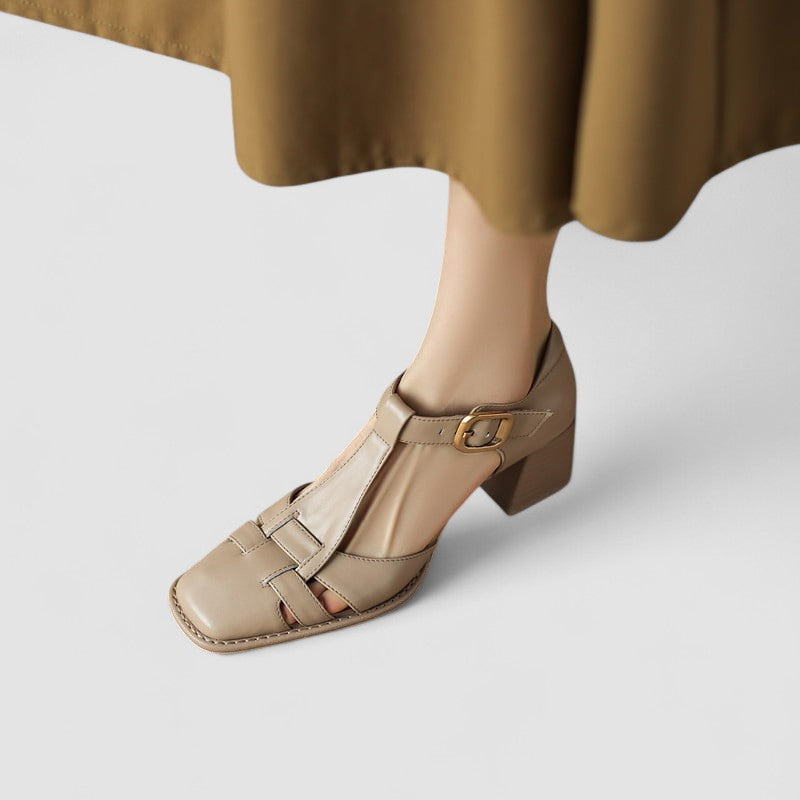 Elyxiana | Blockabsatzschuhe mit T-Riemen