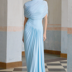 Asymmetrical Pleated Maxi Dress