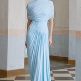 Asymmetrical Pleated Maxi Dress