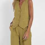 Aira - Ensemble Gilet mit Knöpfen & Weite Hose