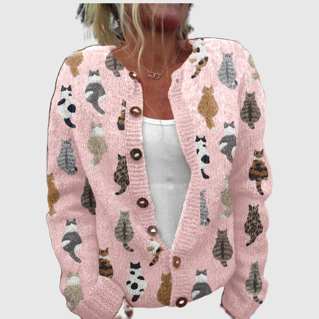 Charlotte™ | Cardigan mit Katzen-Print