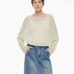 Lyocell Mulberry Silk Blend Stripe Women Knit Top GOELIA