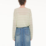 Lyocell Mulberry Silk Blend Stripe Women Knit Top GOELIA