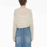 Lyocell Mulberry Silk Blend Stripe Women Knit Top GOELIA