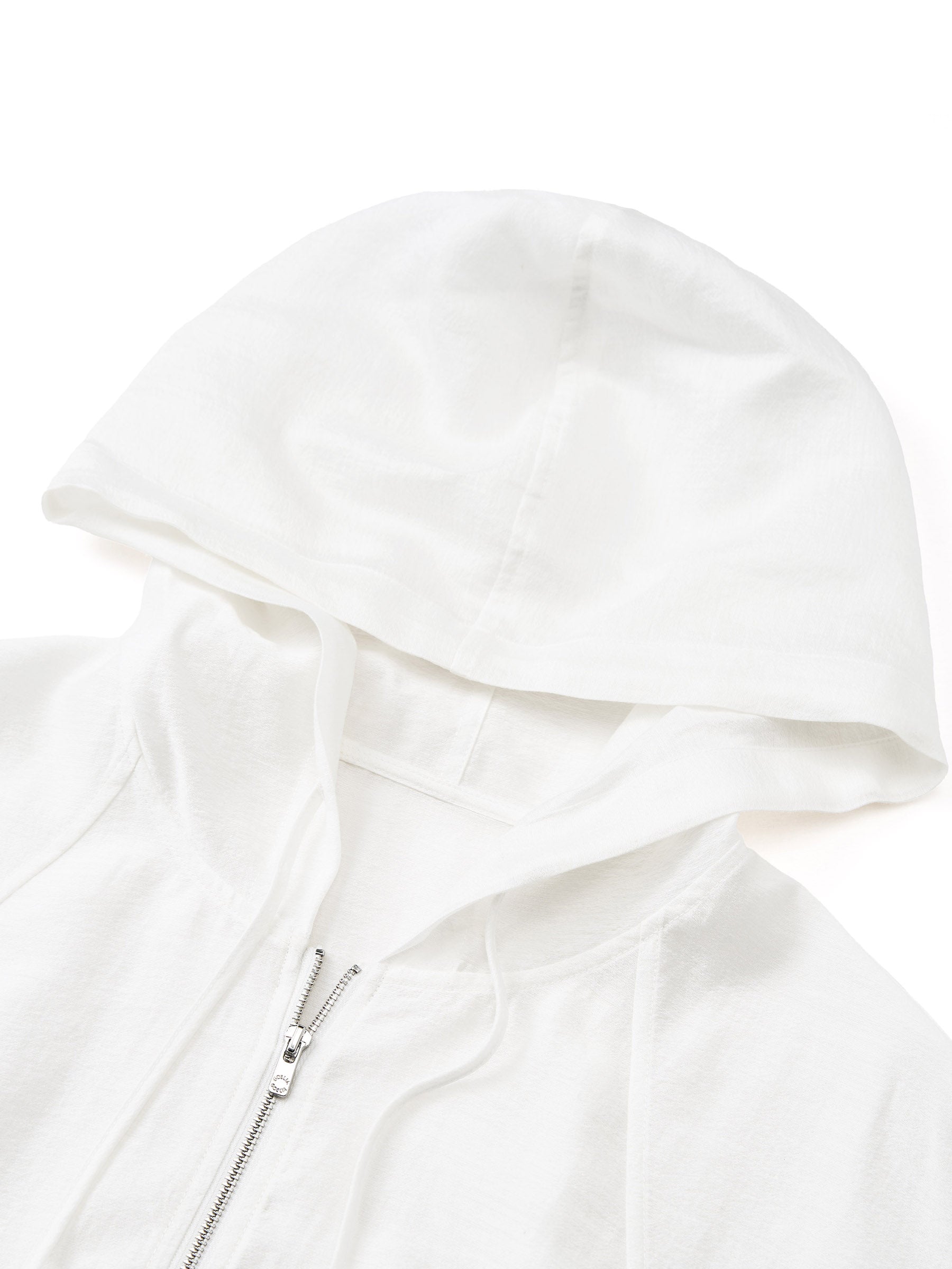 Tencel Acetate Linen Blend Women Zip-Up Hooded Cropped Jacket GOELIA
