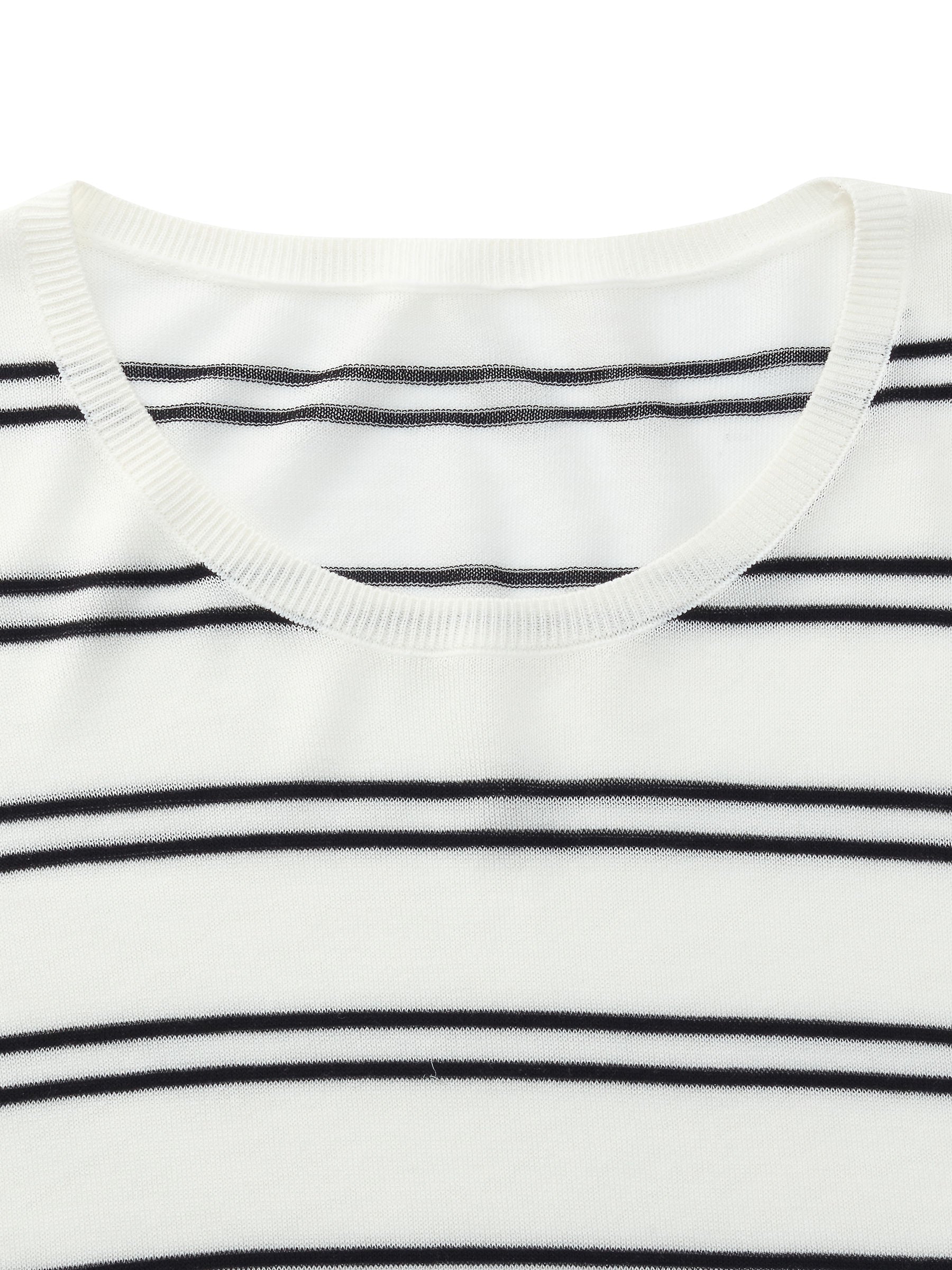 Lyocell Mulberry Silk Blend Stripe Women Knit Top GOELIA
