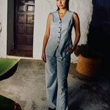 Damen Skye Hose Weit Grau Kiefer Melange