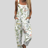 Weiße Latzhose mit Wildblumen