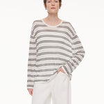 Lyocell Mulberry Silk Blend Stripe Women Knit Top GOELIA
