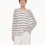 Lyocell Mulberry Silk Blend Stripe Women Knit Top GOELIA
