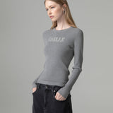 Langarm-Strickpullover mit individueller Logostickerei