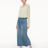 Lyocell Mulberry Silk Blend Stripe Women Knit Top GOELIA