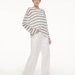 Lyocell Mulberry Silk Blend Stripe Women Knit Top GOELIA