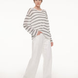 Lyocell Mulberry Silk Blend Stripe Women Knit Top GOELIA
