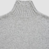 Damen Chunky Weich Wolle Strick Rollkragen Medium Grau Melange