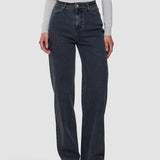Damen Klassische Jeans Relaxed Fit Gewaschenes Schwarz