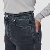 Damen Klassische Jeans Relaxed Fit Gewaschenes Schwarz