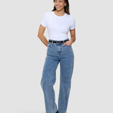 Damen Klassische Jeans Relaxed Fit Snow Blue Wash