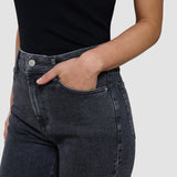 Damen Klassisch Jeans Tapered Washed Schwarz